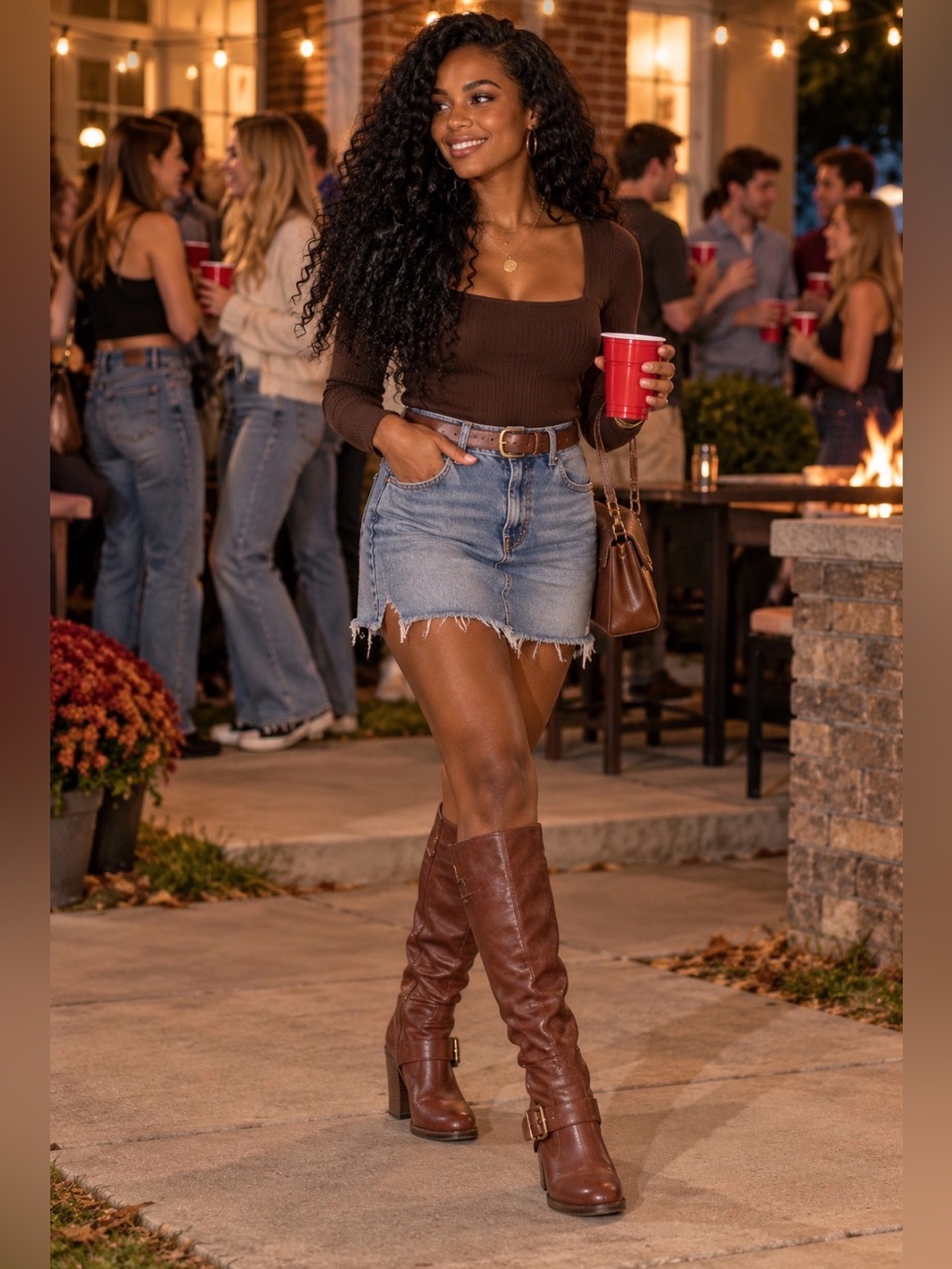 Isidore Brown Knee High Buckle Heeled Boots Size 6.5